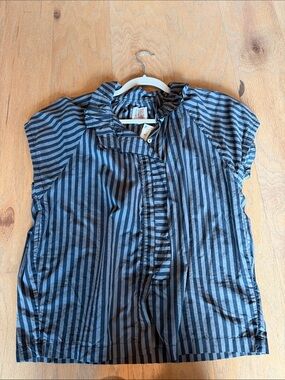 A Shirt Thing Striped Ruffle Collar Women's Top S NWT